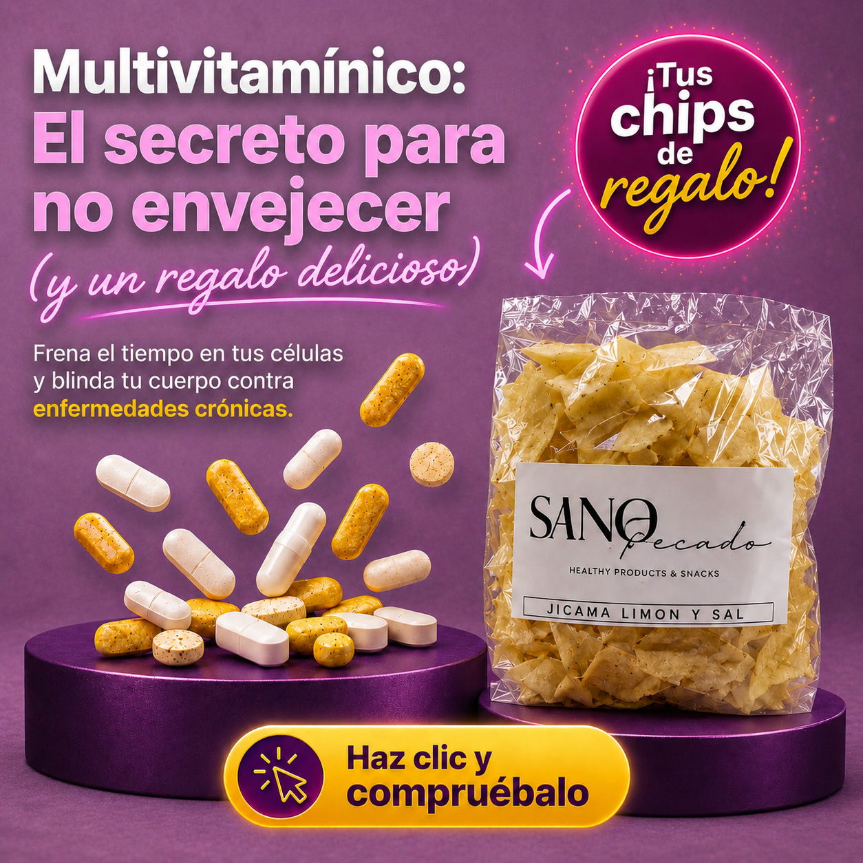 Multivitamínico antienvejecimiento + Chips de Regalo